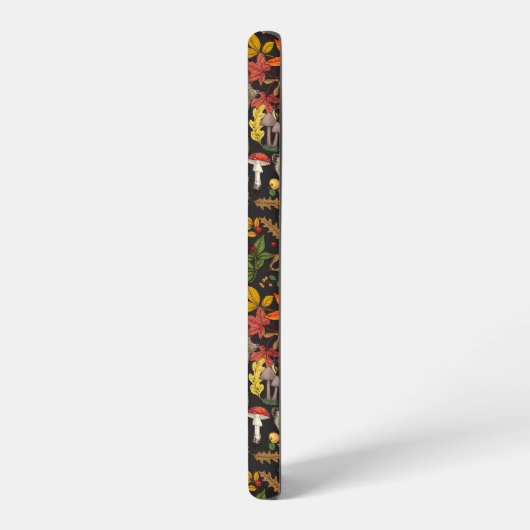 Hedgehogs and autumn forest flora on black samsung galaxyケース (左側面)