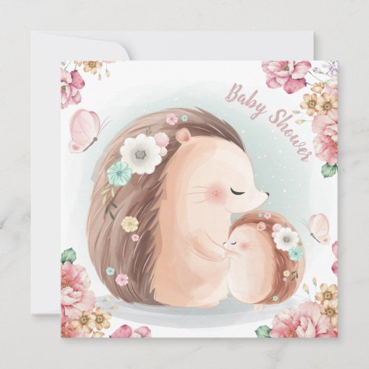 Hedgehogs Baby Shower Invitation シーズンカード (正面)
