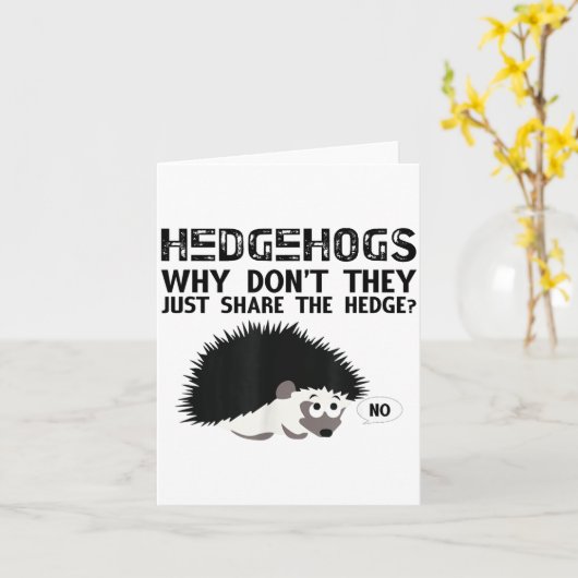 Hedgehogs, Why Don't They Just Share... Funny Hedg カード (黄色い花)