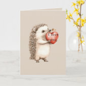 Hedgehogs with Heart Love カード (黄色い花)