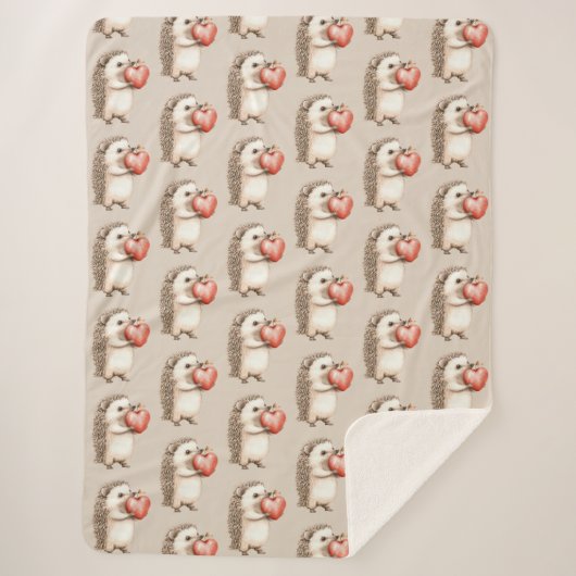 Hedgehogs with Heart Love シェルパブランケット (正面)