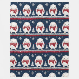 Hedgehogs with Scarves fleece blanket フリースブランケット
