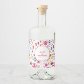 Hedgerow花水彩モダン リキュールボトルラベル (正面)