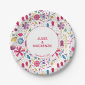 Hedgerow野生の花水色結婚の ペーパープレート (正面)