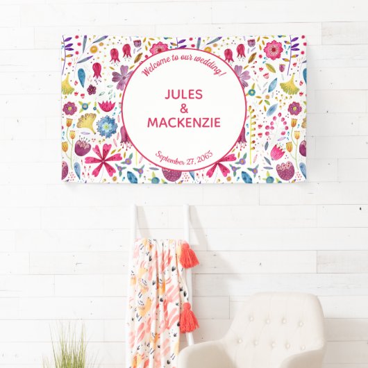 Hedgerow野生の花水色結婚の 横断幕 (インサイチュ)