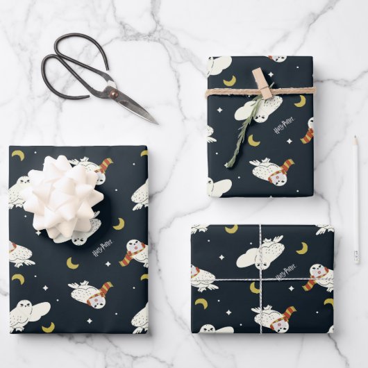 Hedwig Nighttime Moonlight Pattern ラッピングペーパーシート (正面)