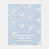 Hedwig Owl Post Letters and Books Pattern フリースブランケット (正面)