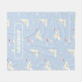 Hedwig Owl Post Letters and Books Pattern フリースブランケット (正面(横))