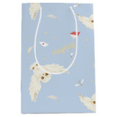 Hedwig Owl Post Letters and Books Pattern ミディアムペーパーバッグ (正面)