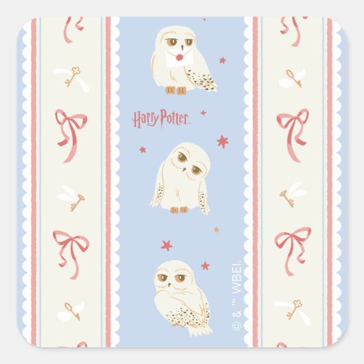 Hedwig Owl Post Stripe Pattern スクエアシール (正面)