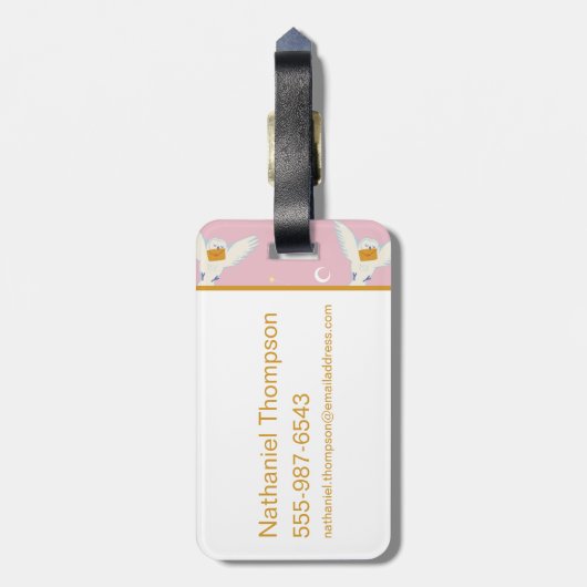 Hedwig Pink Solstice Pattern ラゲッジタグ (裏面縦)