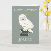 Hedwig With Letter Whimsical Drawing カード (黄色い花)