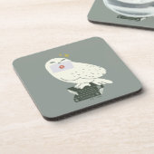 Hedwig With Letter Whimsical Drawing コースター (左側)