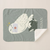 Hedwig With Letter Whimsical Drawing シェルパブランケット (正面(横))