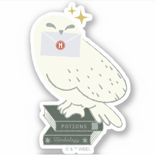 Hedwig With Letter Whimsical Drawing シール (正面)