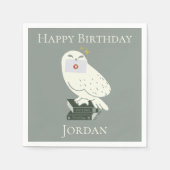 Hedwig With Letter Whimsical Drawing スタンダードカクテルナプキン (正面)