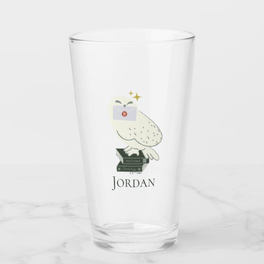 Hedwig With Letter Whimsical Drawing タンブラーグラス (正面)