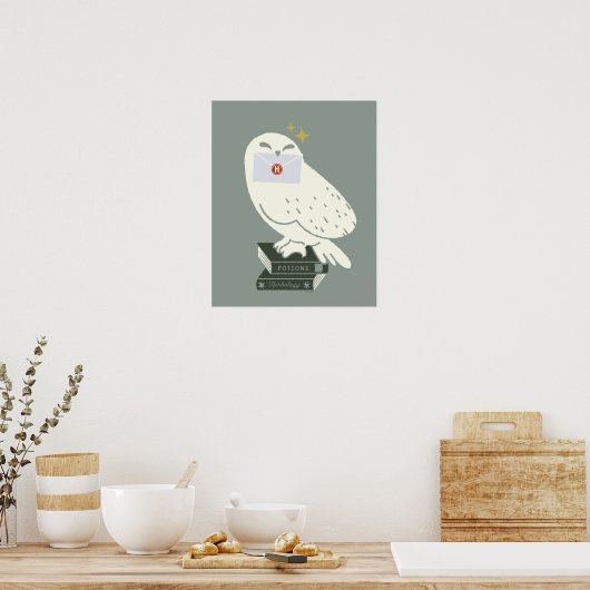 Hedwig With Letter Whimsical Drawing ポスター (キッチン)