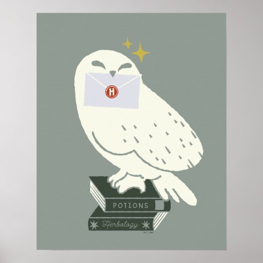 Hedwig With Letter Whimsical Drawing ポスター (正面)
