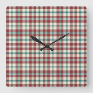Heffalumps Red, Blue, Beige Plaid Wall Clock スクエア壁時計
