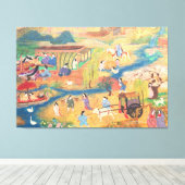 Heian Courtyard Scene: Tales from a Gilded Scroll  キャンバスプリント (インサイチュ (ウッドフロア))