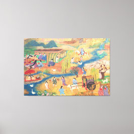 Heian Courtyard Scene: Tales from a Gilded Scroll  キャンバスプリント