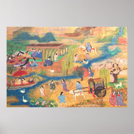 Heian Courtyard Scene: Tales from a Gilded Scroll ポスター