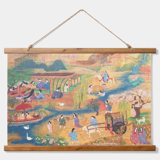 Heian Courtyard Scene: Tales from a Gilded Scroll 吊り下げ型タペストリー (正面)