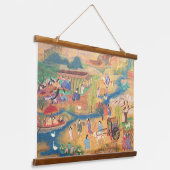 Heian Courtyard Scene: Tales from a Gilded Scroll 吊り下げ型タペストリー (傾斜あり)