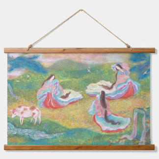 Heian Elysium: Ladies in a Spring Meadow 吊り下げ型タペストリー