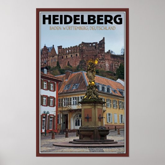 Heidelberg - Statue and Castle ポスター (正面)