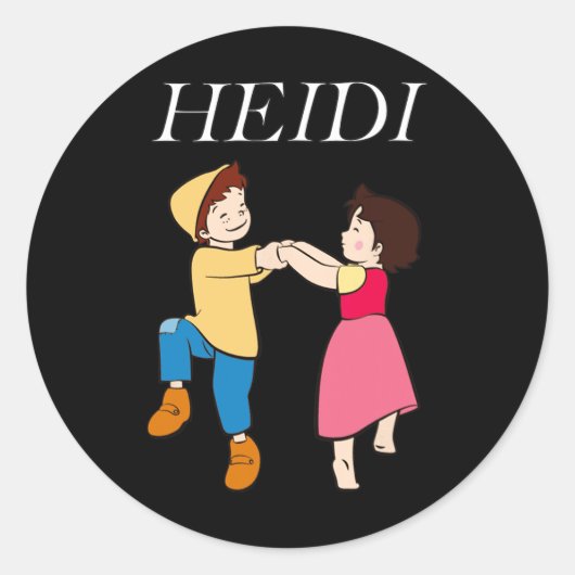 HeidiとPeterの踊り漫画テレビシリーズとログ ラウンドシール (正面)
