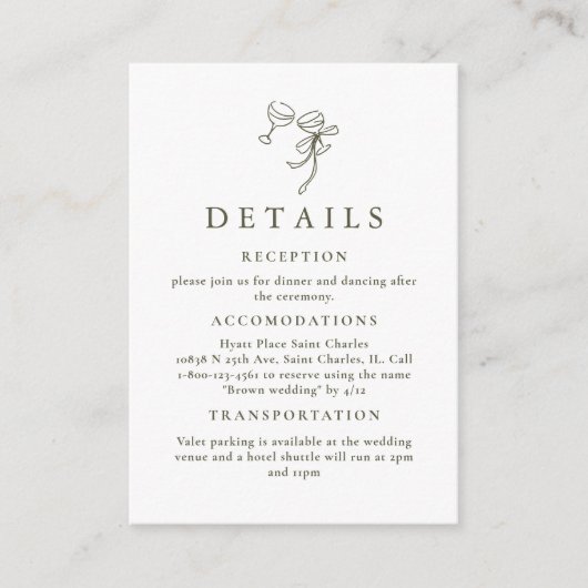 HEIDIオリーブグリーン結婚のエンクロージャカード エンクロージャーカード (正面)