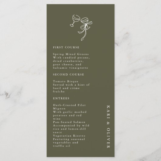 HEIDIオリーブグリーン結婚式招待状 メニュー (正面)