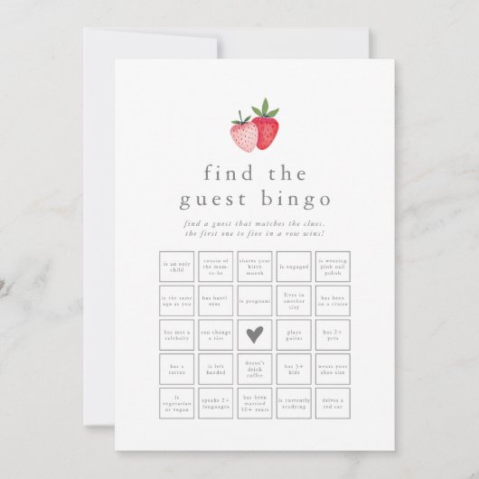HEIDIストロベリーゲストビンゴゲームカードを見つける 招待状 (正面)