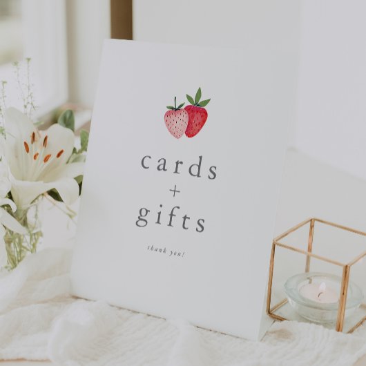 HEIDIピンクいちご女子ベビーシャワーカードギフト 台座サイン