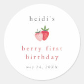HEIDIピンクストロベリーガールベリーファースト誕生日 ラウンドシール (正面)