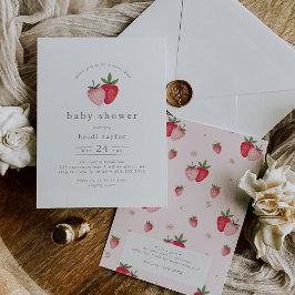HEIDIピンクベリースイートストロベリーガールベビーシャワー 招待状