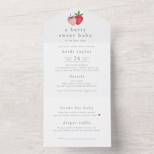 HEIDIベリースイートガールおむつラッフルベビーシャワー オールインワン招待状 (内側)