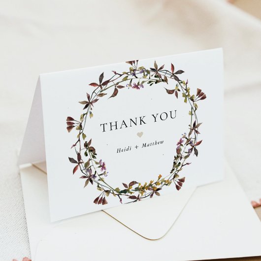 HEIDIボヘミアンミュート音水色ワイルドフラワー サンキューカード