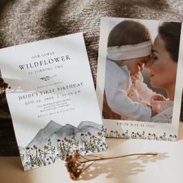 HEIDIボヘミアンワイルドフラワーの最初の誕生日パーティー 招待状