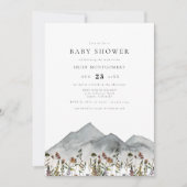 HEIDIボホウォーターカラーマウンテンワイルドフラワーベビー 招待状 (正面)