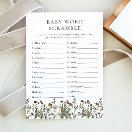 HEIDIボホワイルドフラワーベビー単語スクランブルゲーム 招待状