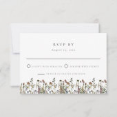 HEIDIミュート水色ワイルドフラワーウェディングRSVP 招待状 (正面)