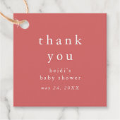 HEIDIレッドボホ素朴ーシンプル赤ちゃんシャワーありがとう フェイバータグ (正面)