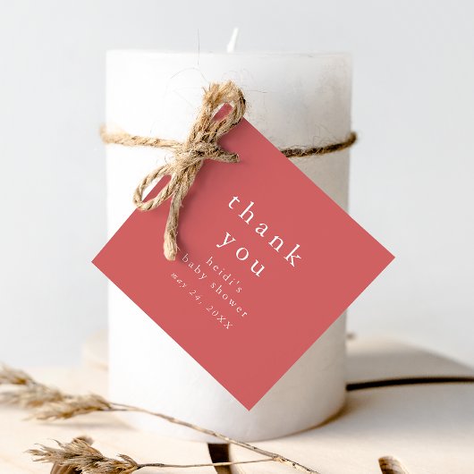 HEIDIレッドボホ素朴ーシンプル赤ちゃんシャワーありがとう フェイバータグ