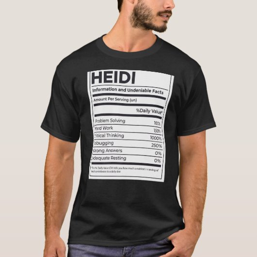 Heidi栄養情報問題解決懸命W Tシャツ (正面)