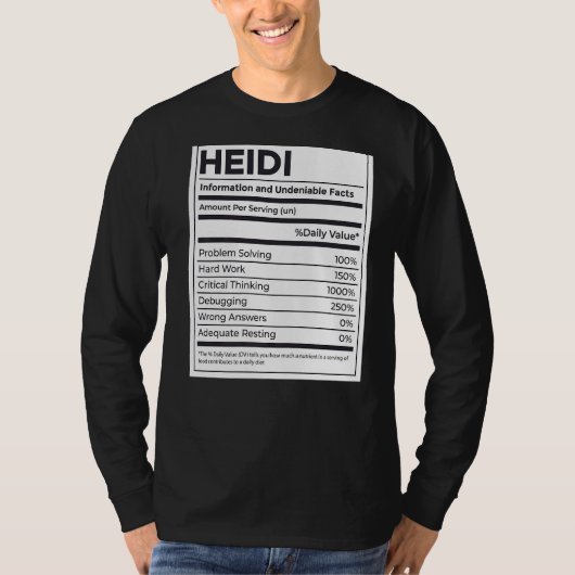 Heidi栄養情報問題解決懸命W Tシャツ (正面)