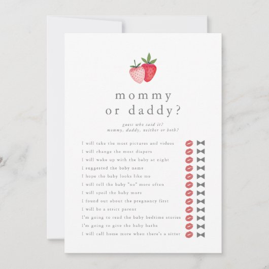 HEIDI誰がママのパパ赤ちゃんシャワーのゲームカード 招待状 (正面)