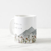 HEIDI 水彩画の山の野の花の結婚式ギフト コーヒーマグカップ (正面左)